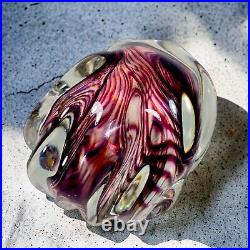 Vintage Niel Duman Art Glass Paperweight Signed Glass Purple Swirl Heavy Glass