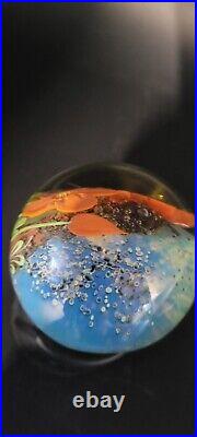 Vintage Orient and Flume Glass Paperweight Orange Flowers