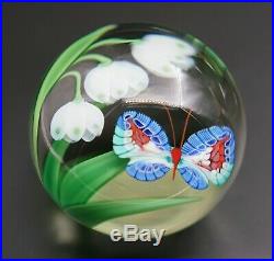 Vintage Orient and Flume Signed Limited Edition Art Glass Paperweight Flowers &