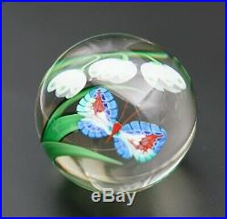Vintage Orient and Flume Signed Limited Edition Art Glass Paperweight Flowers &
