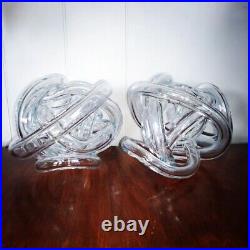 Vintage Pair Of Stunning Murano Art Glass Twist Rope Paper Weight Sculpture