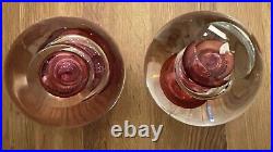 Vintage Pair of Art Glass Unique Red Paperweight Globe Sphere Over 6lbs