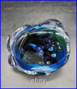 Vintage Parker Stafford Inscape Geode Art Glass Blue Paperweight Signed 2001