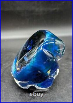 Vintage Parker Stafford Inscape Geode Art Glass Blue Paperweight Signed 2001