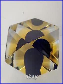 Vintage RARE 60s Alessandro Mandruzza Murano Italy Paperweight Faceted Signed