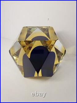 Vintage RARE 60s Alessandro Mandruzza Murano Italy Paperweight Faceted Signed