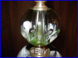 Vintage Rare 4 Tier Brass Base St. Clair Floral Glass Paperweight Table Lamp