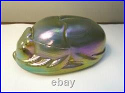 Vintage Scarab Art Glass Golden Iridescent Egyptian Beetle Large Paperweight