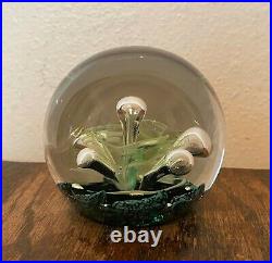 Vintage Selkirk Scotland Art Glass Ball Paperweight with Box, Signed, 1991