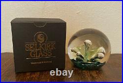 Vintage Selkirk Scotland Art Glass Ball Paperweight with Box, Signed, 1991