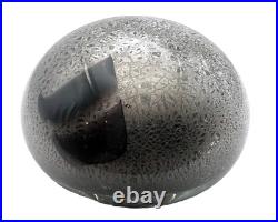 Vintage Sharon Fujimoto Art Glass Paperweight Hand Blown Grey Silver Black 1988