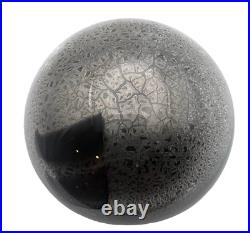 Vintage Sharon Fujimoto Art Glass Paperweight Hand Blown Grey Silver Black 1988