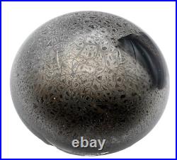 Vintage Sharon Fujimoto Art Glass Paperweight Hand Blown Grey Silver Black 1988