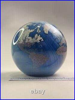 Vintage Signed 1989 James Lundberg Earth Print Large Paperweight