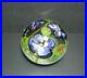 Vintage-Signed-Richard-Olma-Studio-Art-Glass-Purple-Flowers-Paperweight-1983-01-mlq