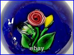 Vintage Signed Ronald Hansen Bouquet Art Glass Paperweight Rose Flower Bud