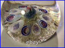 Vintage Signed VAL ST LAMBERT Art Glass Paperweight Millefiori Seashell Design
