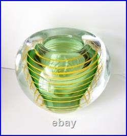 Vintage Stanislav Libensky Art Glass Vase Original Beranek Label 1970's