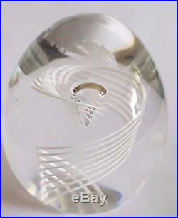 Vintage Steuben Signed Art Glass White Swirl Paperweight PRICE REDUCED