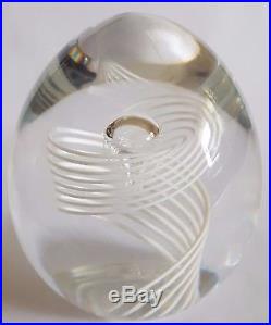 Vintage Steuben Signed Art Glass White Swirl Paperweight PRICE REDUCED
