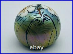 Vintage Steven Smyers Studio Art Glass Iridescent Pulled Feather Paperweight