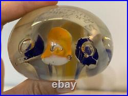 Vintage Unknown Age San Francisco California Glass Paperweight with Flowers Dec