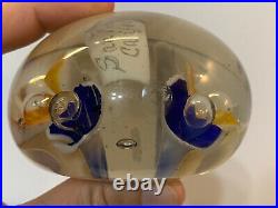 Vintage Unknown Age San Francisco California Glass Paperweight with Flowers Dec