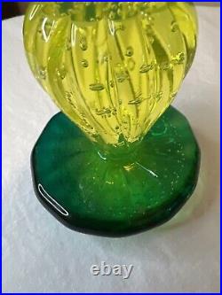 Vintage Uranium/vaseline Glass Mushroom Paperweight 3.5 Glows Med Green/yellow