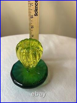 Vintage Uranium/vaseline Glass Mushroom Paperweight 3.5 Glows Med Green/yellow