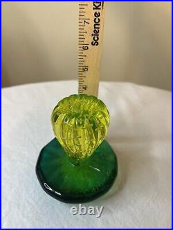 Vintage Uranium/vaseline Glass Mushroom Paperweight 3.5 Glows Med Green/yellow