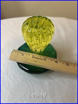 Vintage Uranium/vaseline Glass Mushroom Paperweight 3.5 Glows Med Green/yellow