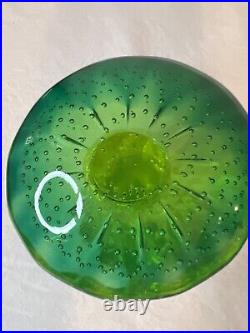 Vintage Uranium/vaseline Glass Mushroom Paperweight 3.5 Glows Med Green/yellow