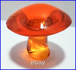 Vintage Viking Art Glass Persimmon Orange Mushroom Paperweights Set Lot Of 3