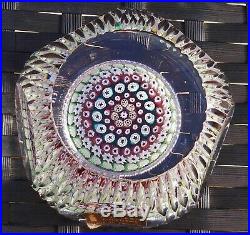 Vintage Whitefriars Concentric Millefiori Mushroom Faceted Paperweight Stunning