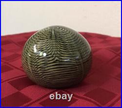 Vintage ZEPHYR STUDIO Iridescent Green Feather Paperweight 1979 Signed 3