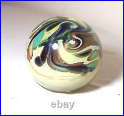 Vintage hand blown aurene studio art glass John Macpherson paperweight sphere