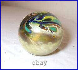 Vintage hand blown aurene studio art glass John Macpherson paperweight sphere