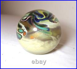 Vintage hand blown aurene studio art glass John Macpherson paperweight sphere