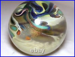 Vintage hand blown aurene studio art glass John Macpherson paperweight sphere