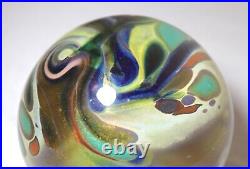 Vintage hand blown aurene studio art glass John Macpherson paperweight sphere