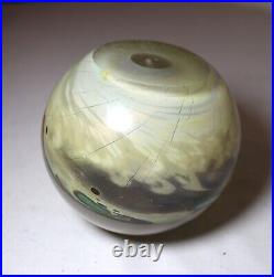 Vintage hand blown aurene studio art glass John Macpherson paperweight sphere