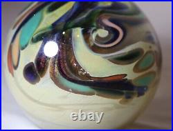 Vintage hand blown aurene studio art glass John Macpherson paperweight sphere