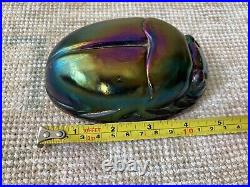 Vintage signed Dale Tiffany Scarab Art Glass Favrile Beetle Paperweight