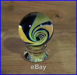 Vortex Blown Art Glass Marble with Display Stand 1.75 inch