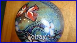 Vtg. 1979-ButterFly Flowers/ and design Glass Paperweight 1 lb