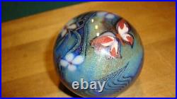 Vtg. 1979-ButterFly Flowers/ and design Glass Paperweight 1 lb