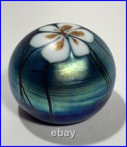 Vtg 1979 Fabulous Steve Smyers Iridescent Anemone Art Glass Paperweight, Signed