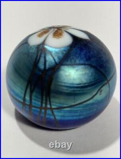 Vtg 1979 Fabulous Steve Smyers Iridescent Anemone Art Glass Paperweight, Signed