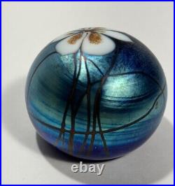 Vtg 1979 Fabulous Steve Smyers Iridescent Anemone Art Glass Paperweight, Signed