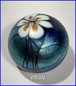 Vtg 1979 Fabulous Steve Smyers Iridescent Anemone Art Glass Paperweight, Signed